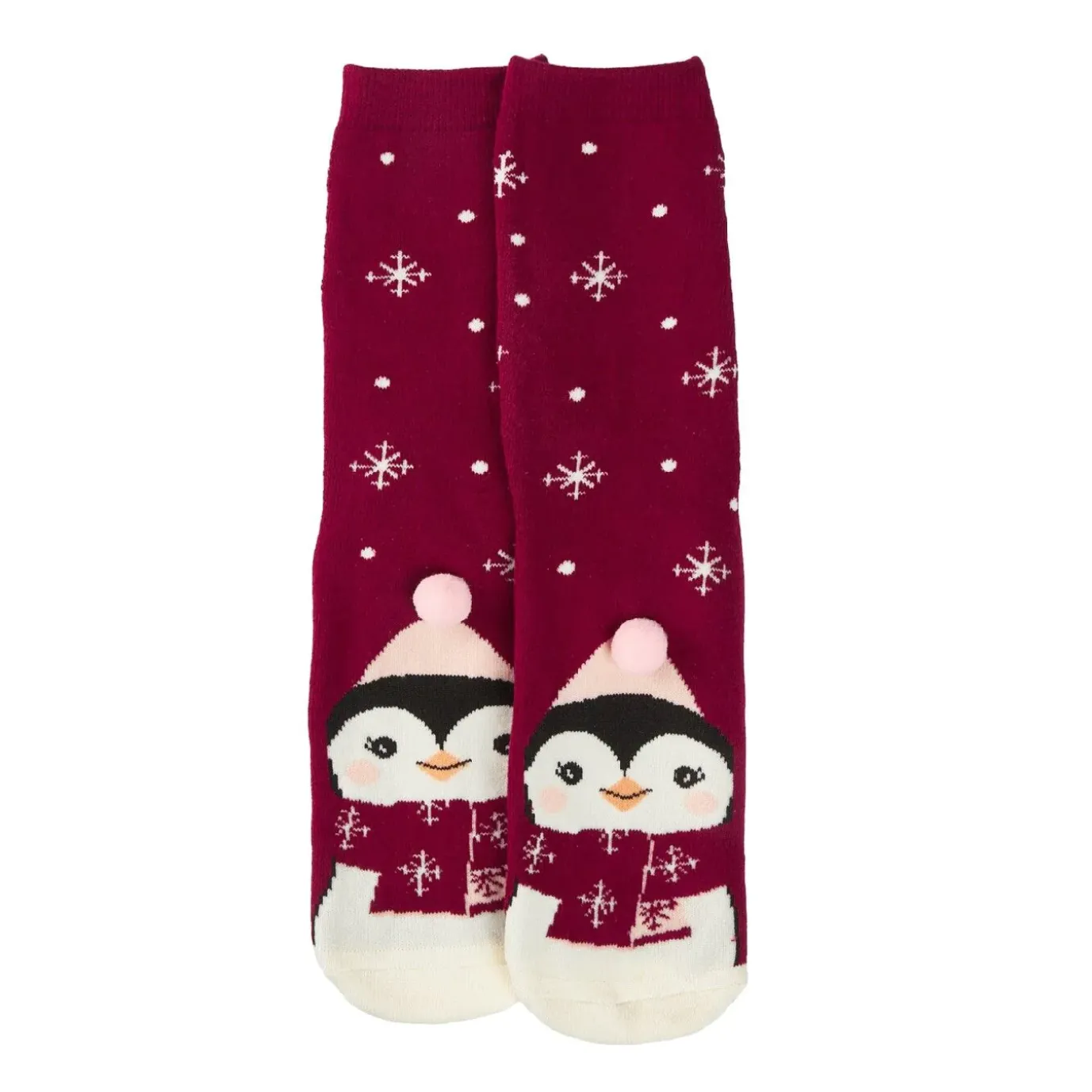 NANU-NANA Anti-Rutschsocken Xmas, Pinguin Dunkelrot, Größe 36 - 41