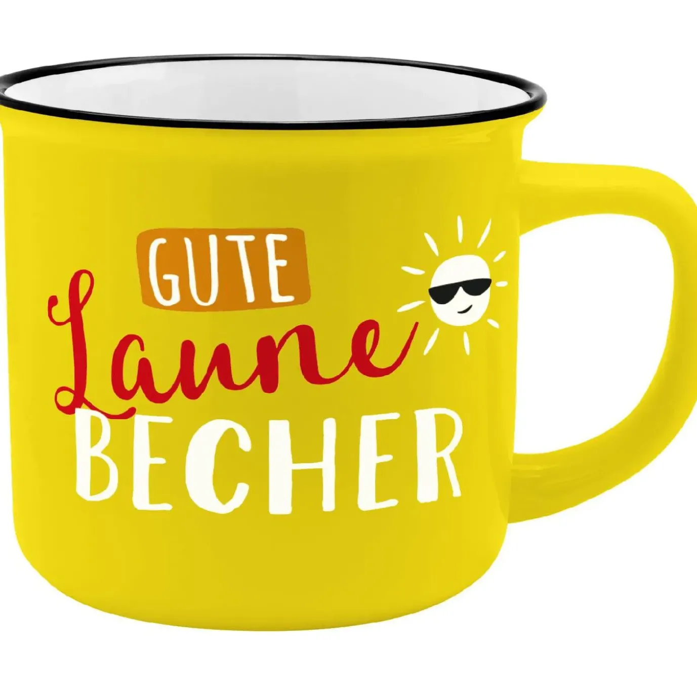 NANU-NANA Becher Emaille-Optik, Gute Laune Becher, 350 Ml