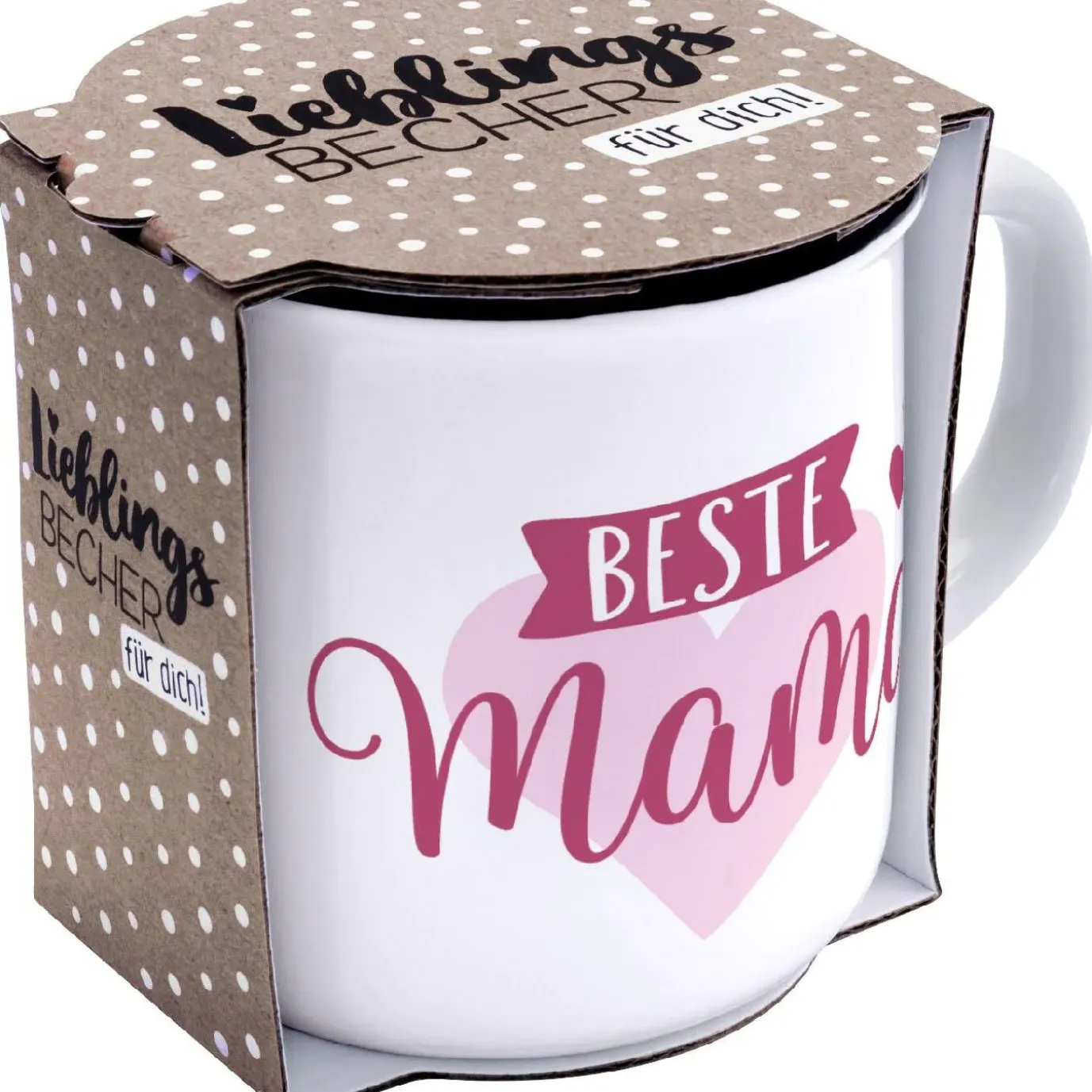 NANU-NANA Becher Emaille-Optik, Mama, 350 Ml