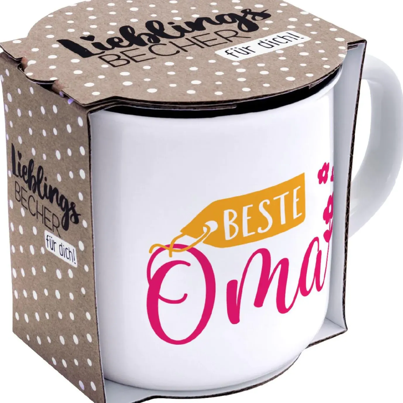 NANU-NANA Becher Emaille-Optik, Oma, 350 Ml