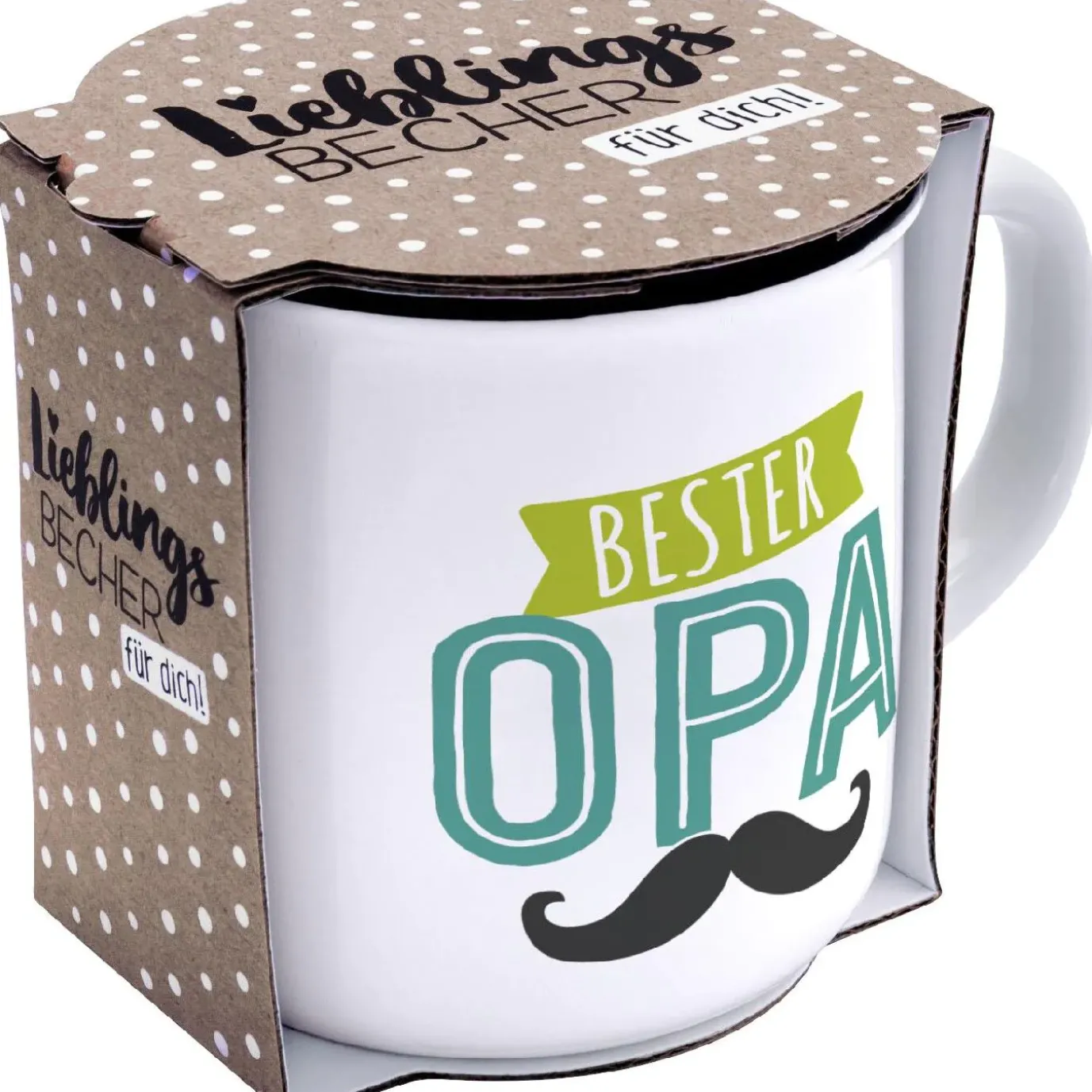 NANU-NANA Becher Emaille-Optik, Opa, 350 Ml