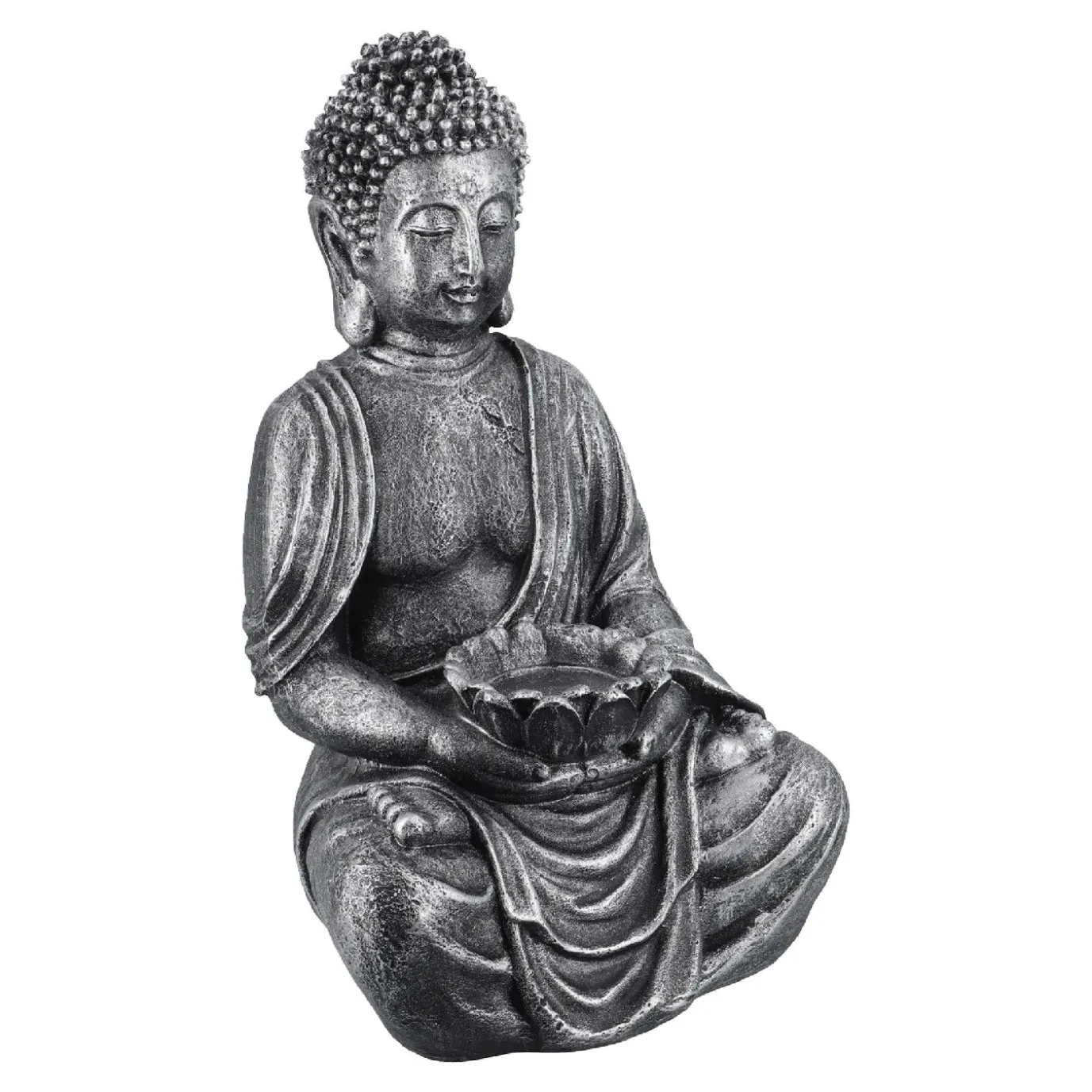 NANU-NANA Buddha Blüte, Silber-grau, 40 Cm