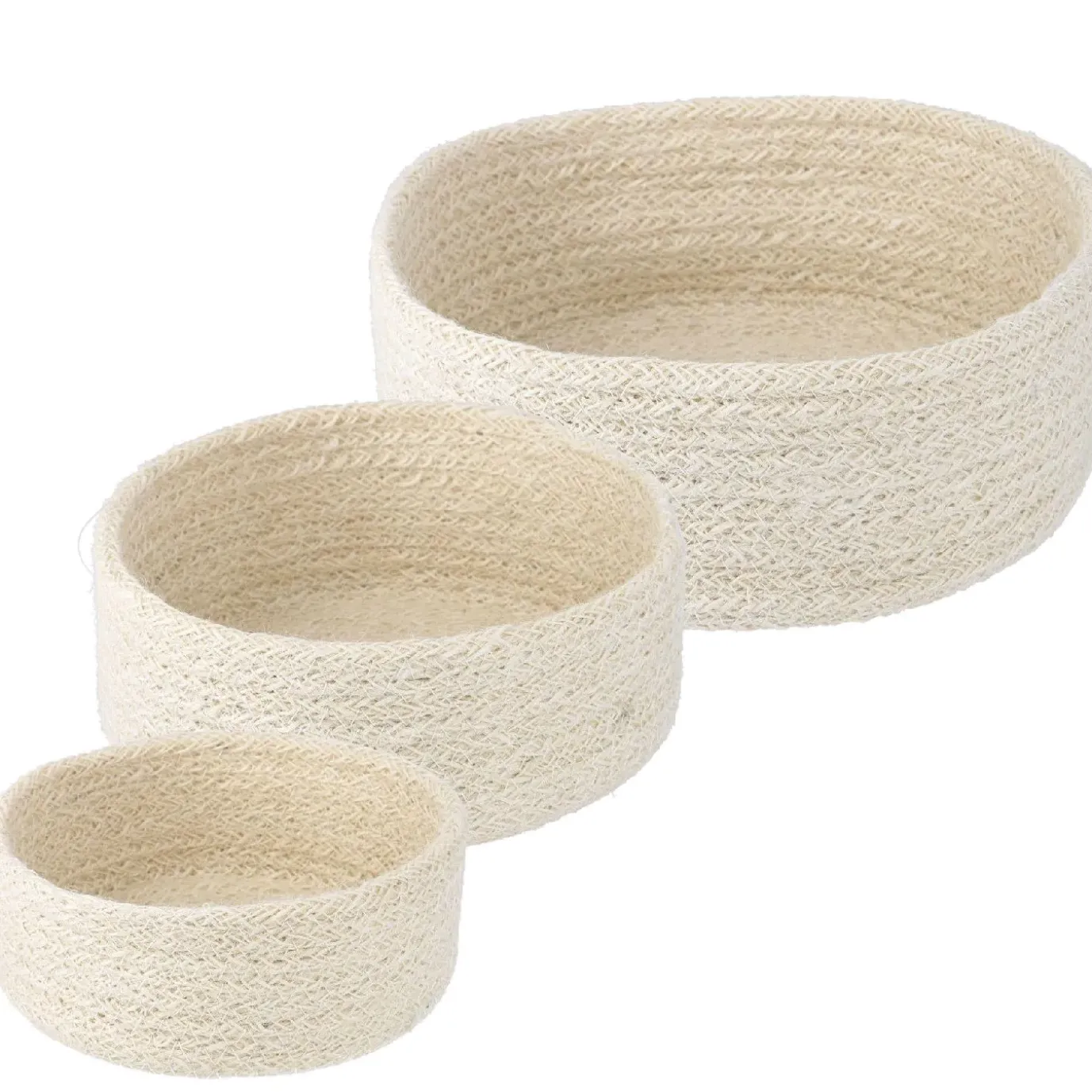 NANU-NANA 3er Set Schale Jute, Rund, Weiß