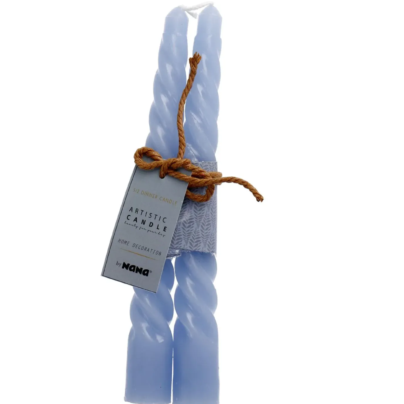 NANU-NANA 2er Set Stabkerze, Gedreht, Grau/blau, 18 Cm