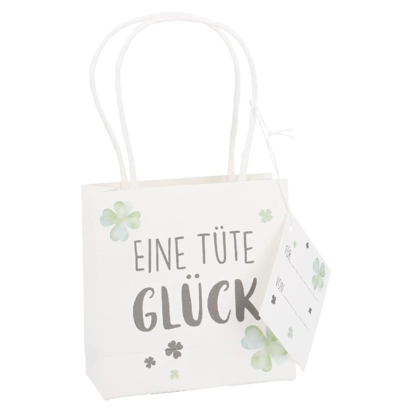 NANU-NANA Geschenktüte Spruch, Tüte Glück, 10 X 10 Cm