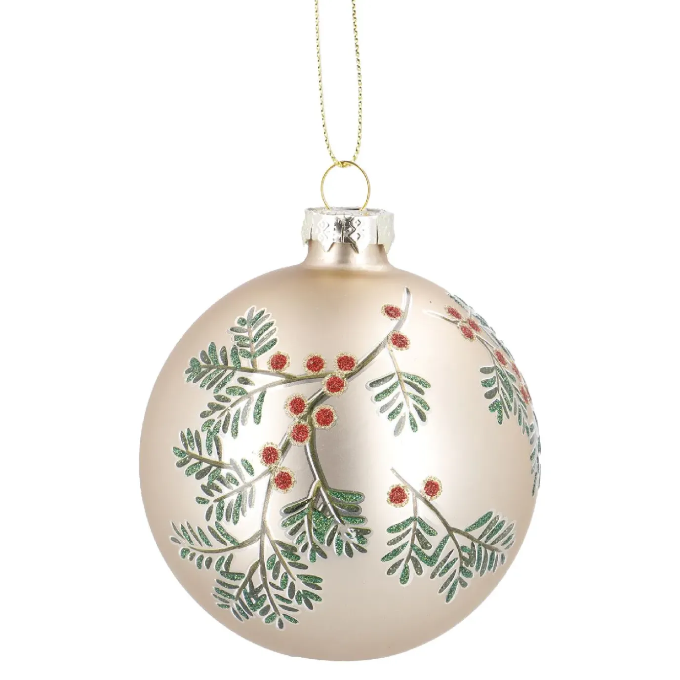 NANU-NANA Glaskugel Vintage, Ilex/champagner/matt, 8 Cm