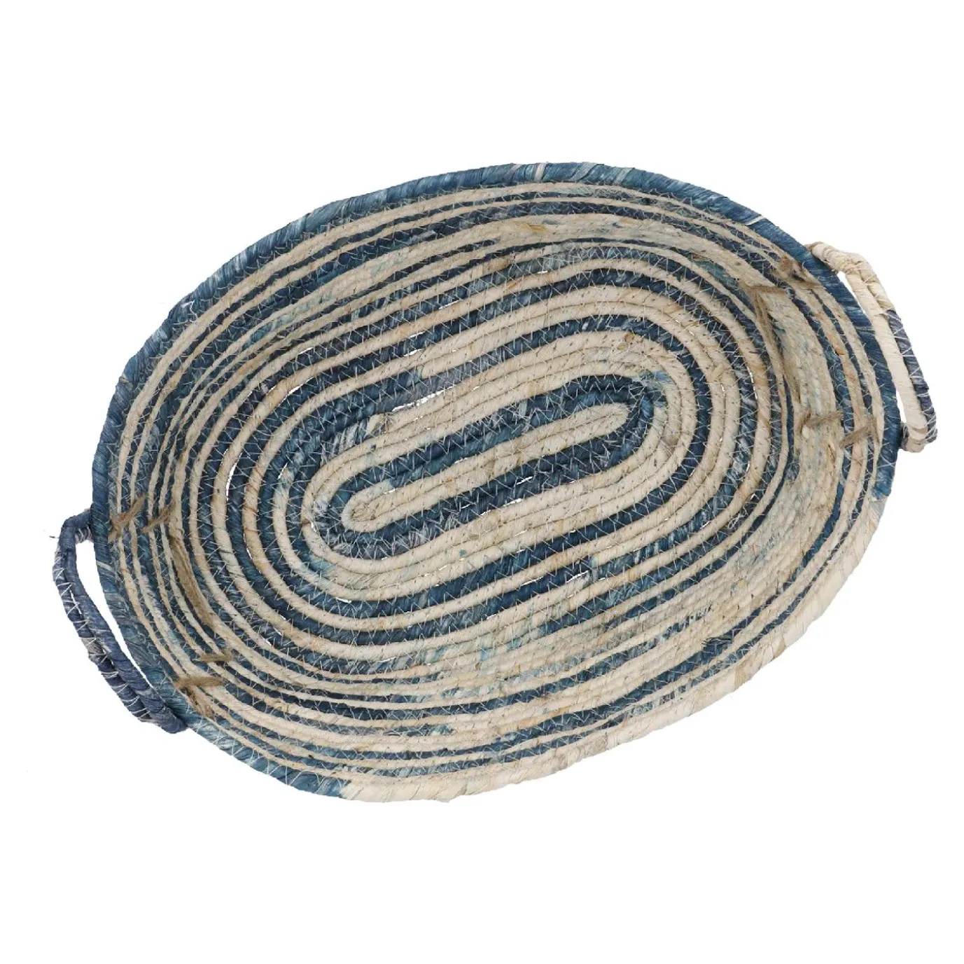 NANU-NANA Korb Streifen, Oval, Blau/natur, 38 Cm