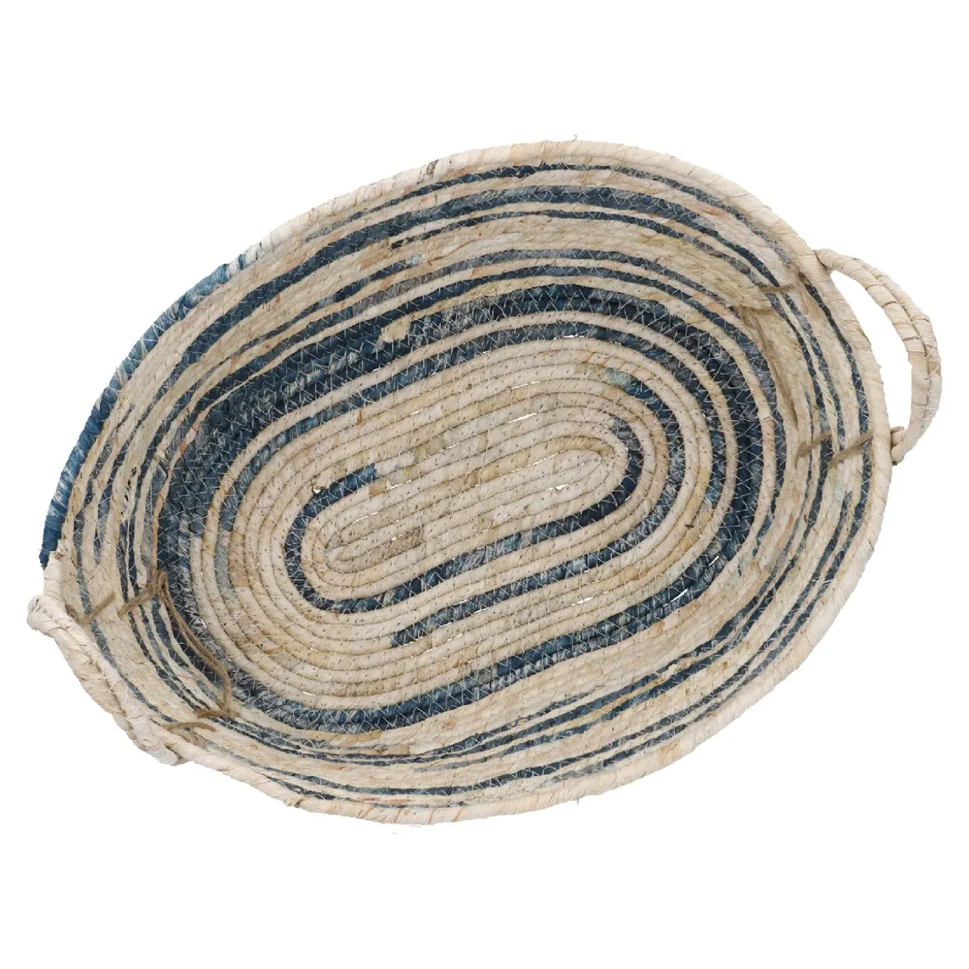 NANU-NANA Korb Streifen, Oval, Blau/natur, 42 Cm