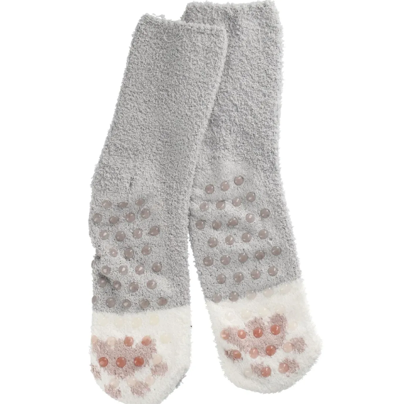 NANU-NANA Kuschelsocken Anti-Rutsch, Uni/grau/offwhite