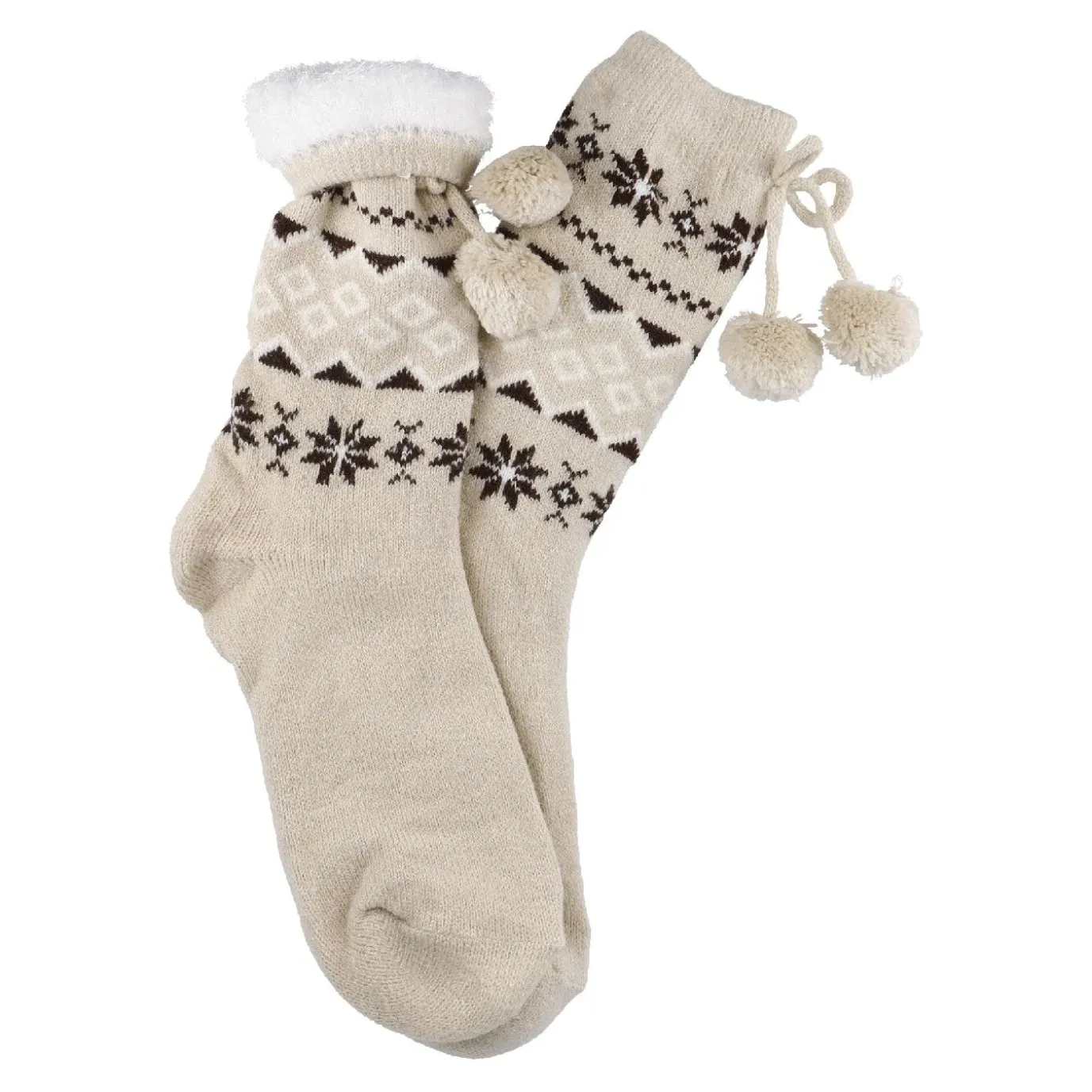 NANU-NANA Kuschelsocken Pompom, Beige, Onesize