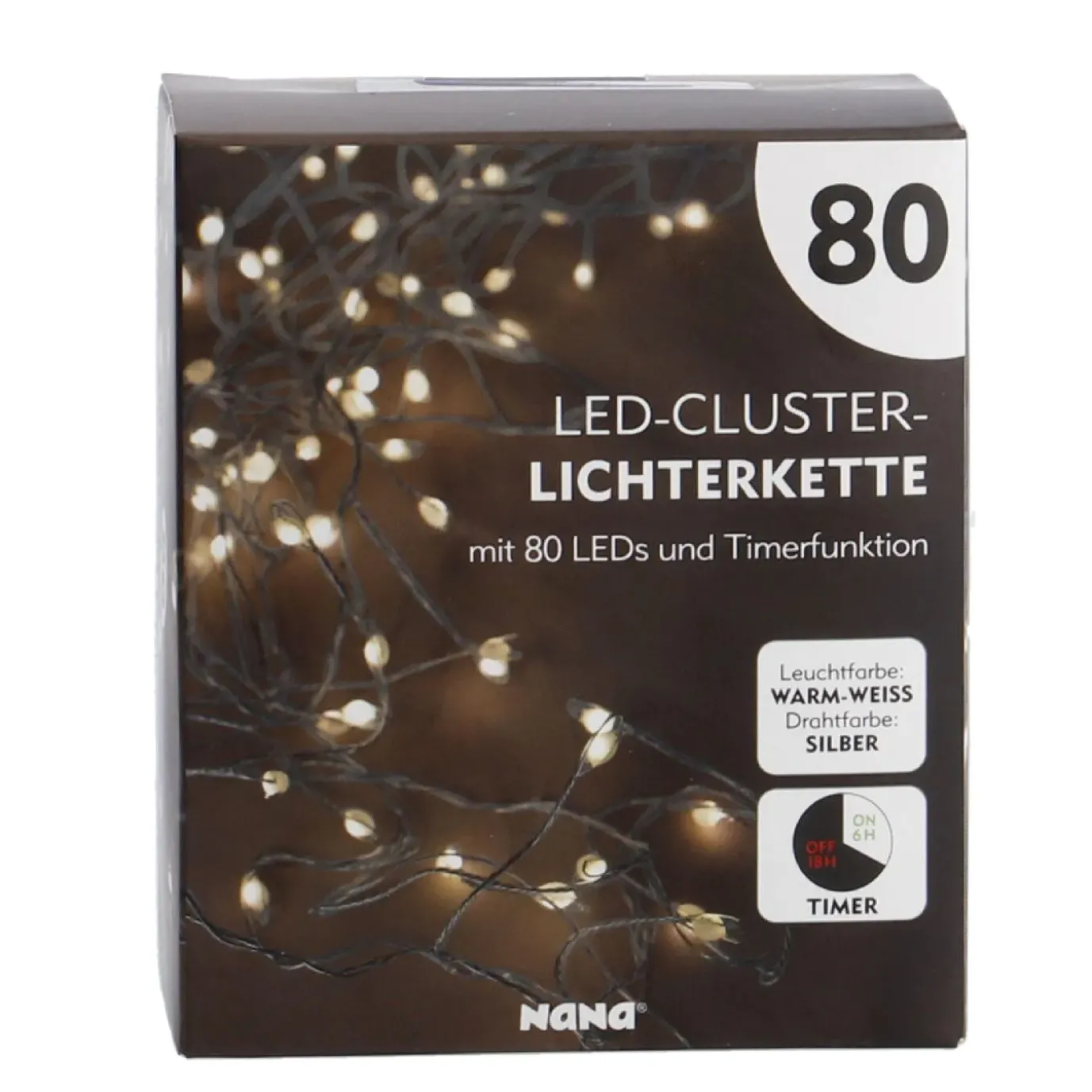 NANU-NANA LED-Lichterkette Cluster, Silber, 80er