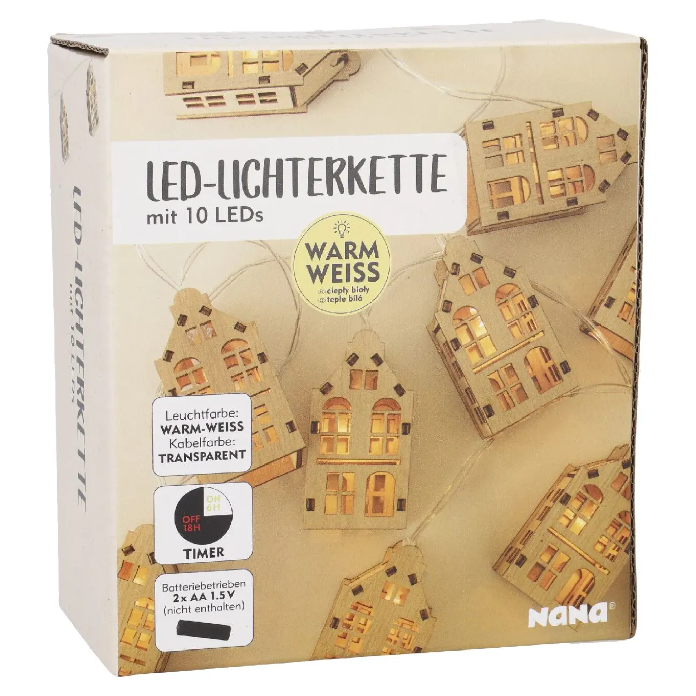 NANU-NANA LED-Lichterkette Häuser, 10er