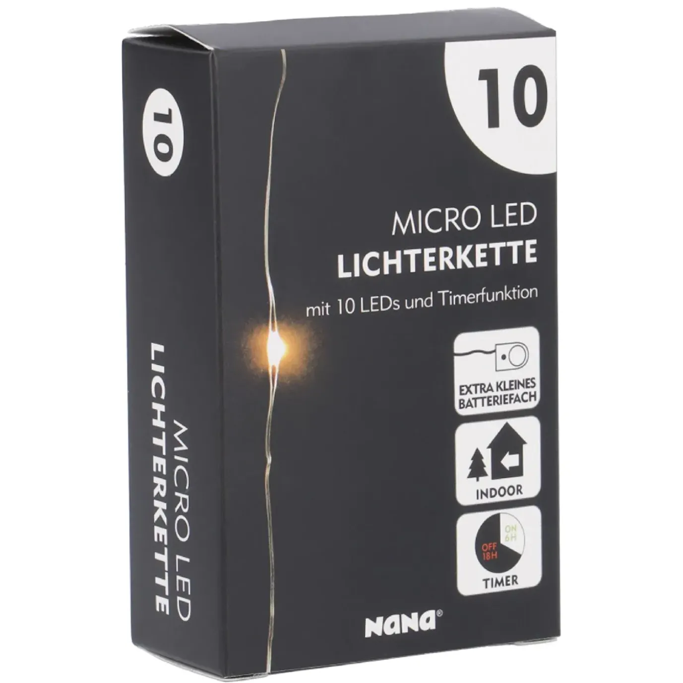 NANU-NANA LED-Lichterkette Mini, Silber, 10er