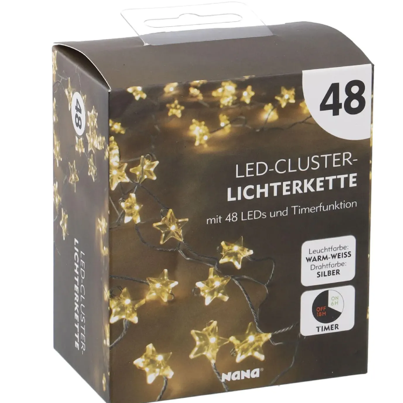 NANU-NANA Lichterkette Stern/Cluster, Silber, 48 LED