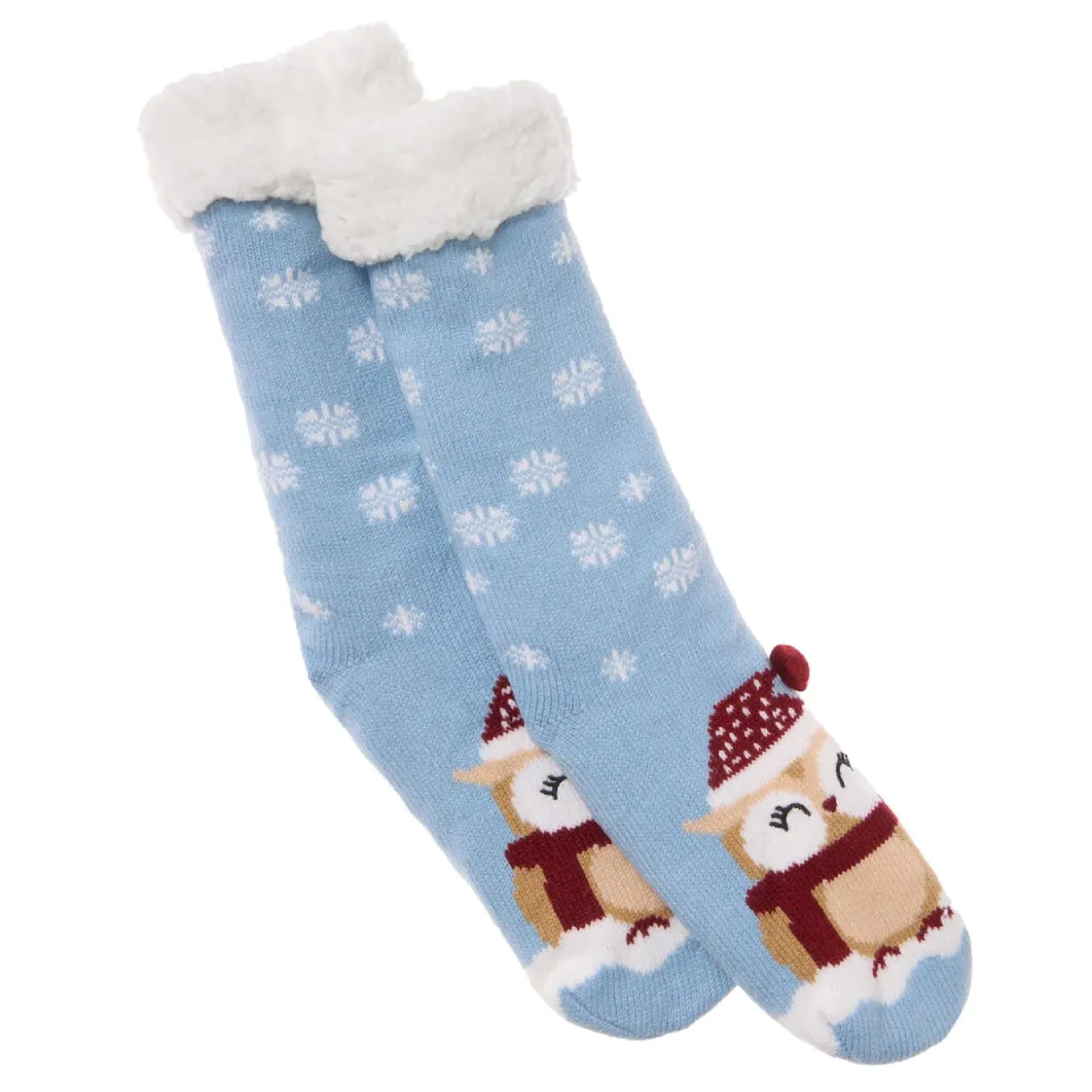 NANU-NANA Norweger Socken Xmas, Eule/hellblau, Größe 35-42