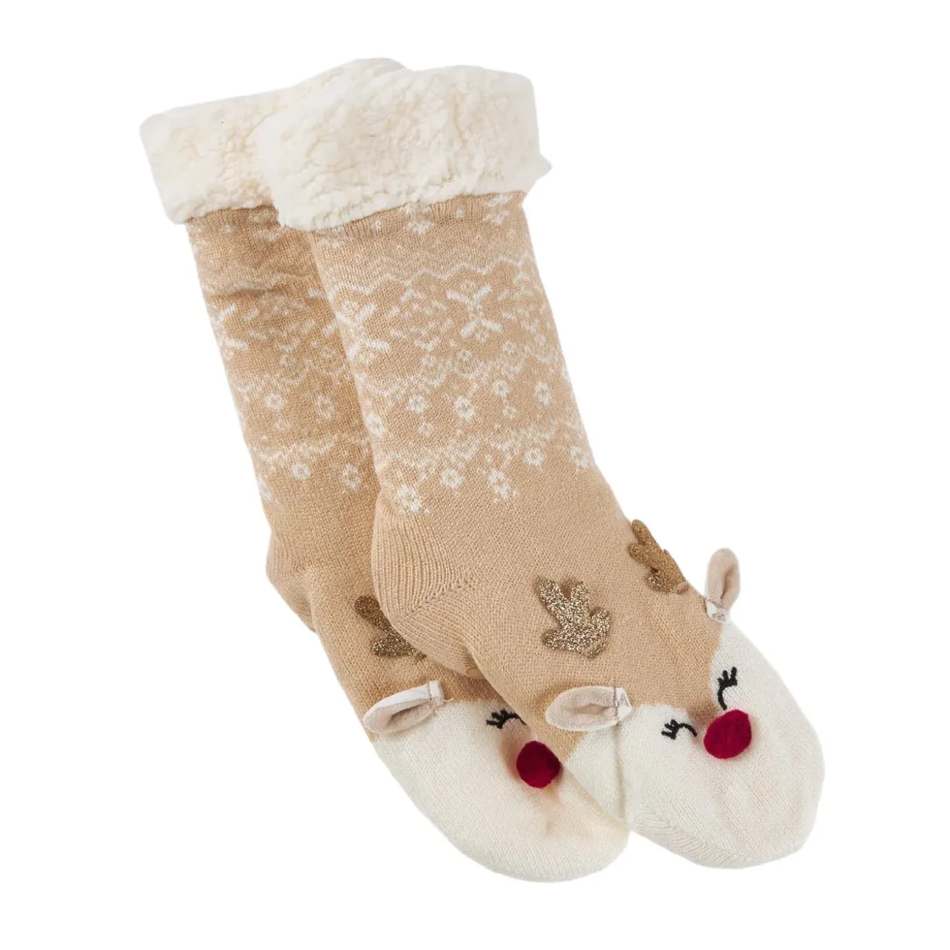 NANU-NANA Norweger Socken Xmas, Rentier/beige, Größe 35-42