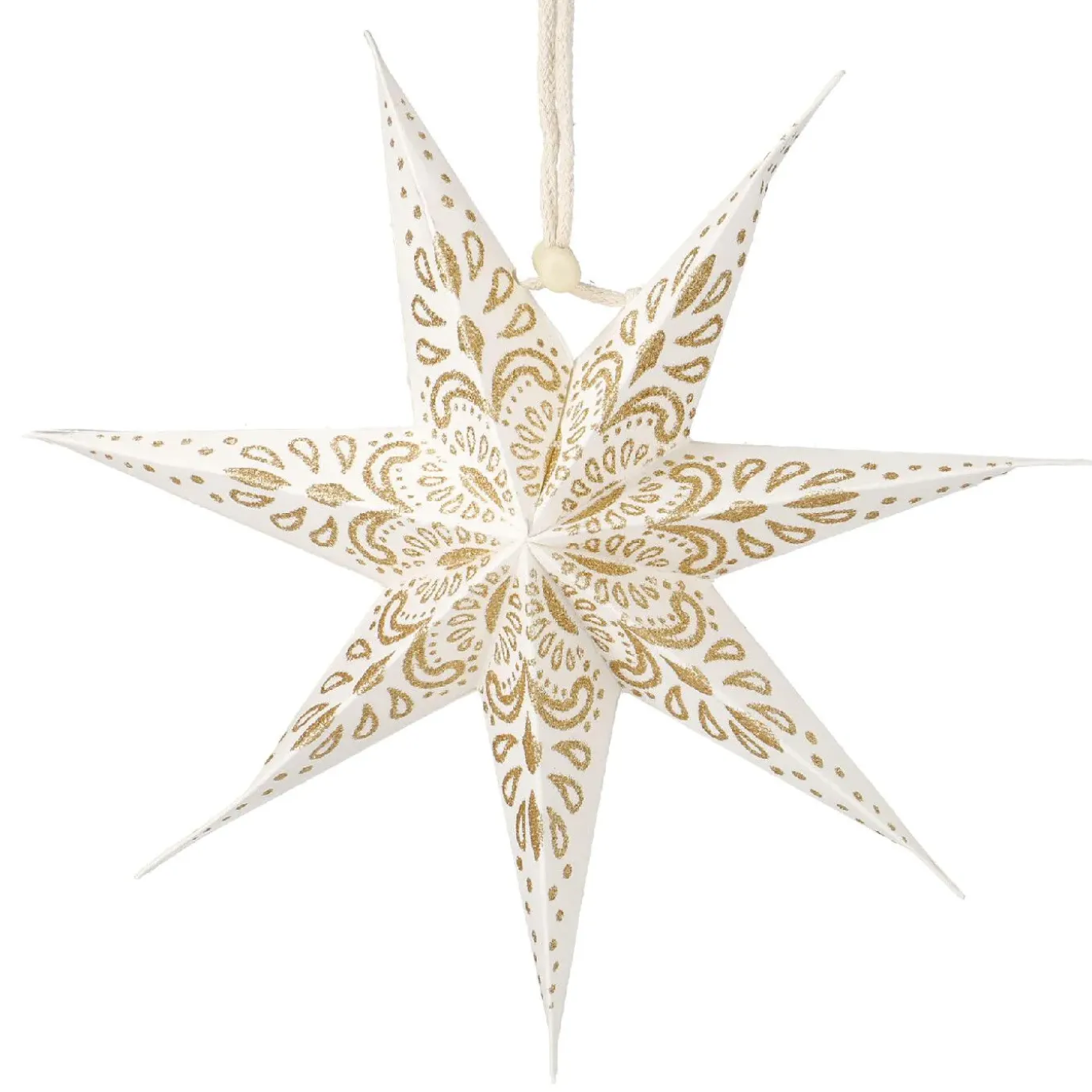 NANU-NANA Papierstern, Weiß/gold, Ornament, 18 Cm