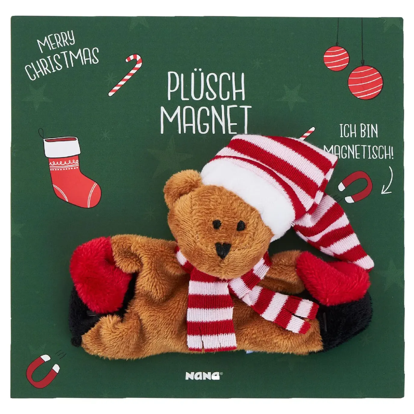 NANU-NANA Plüschmagnet Xmas, Bär, 9 Cm