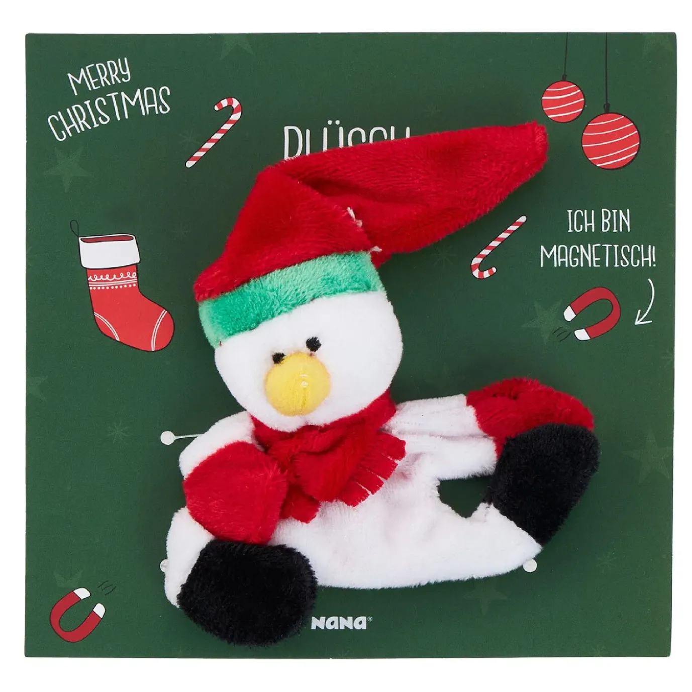 NANU-NANA Plüschmagnet Xmas, Schneemann, 9 Cm