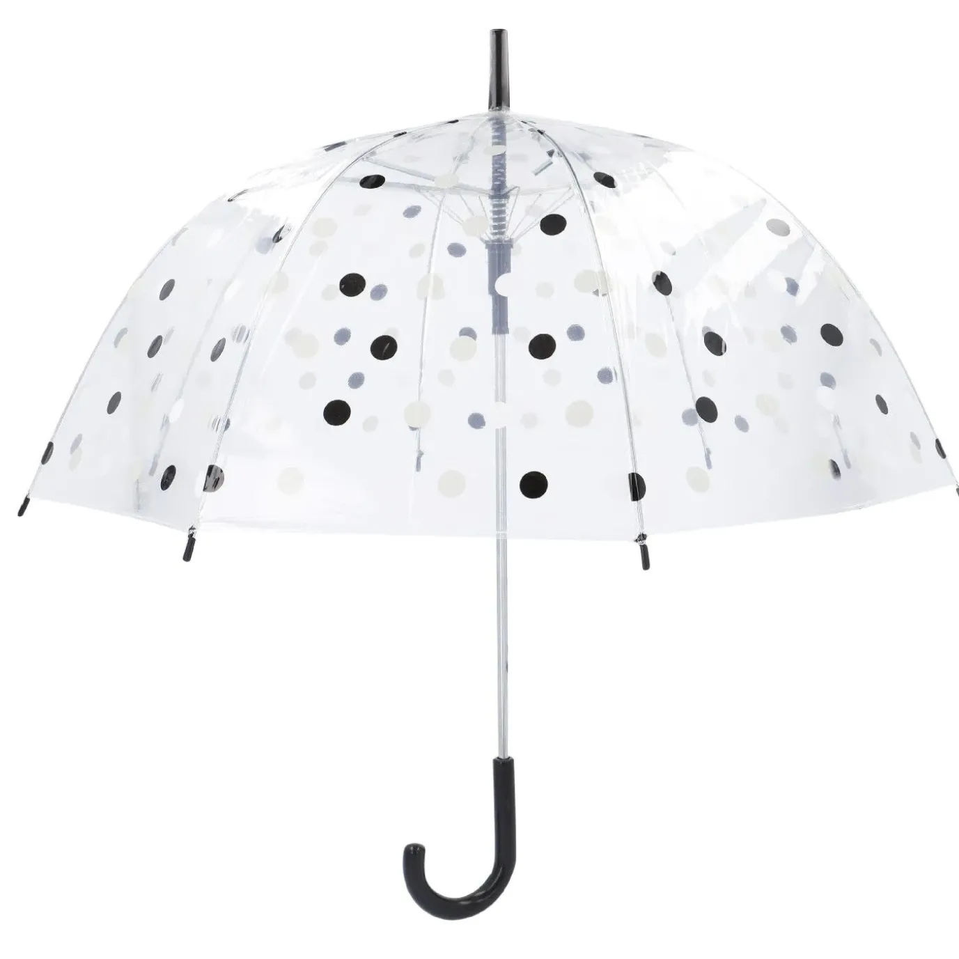 NANU-NANA Regenschirm Transparent, Dots, Schwarz, 82 Cm