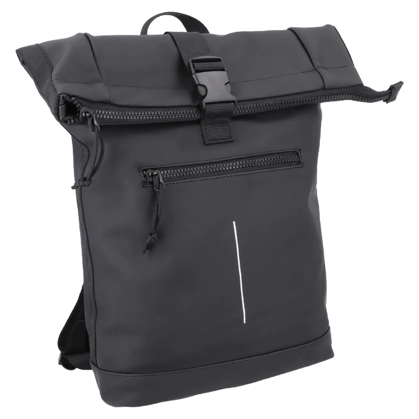 NANU-NANA Rucksack Rolltop Mit Reflektor, Schwarz, 16 Liter