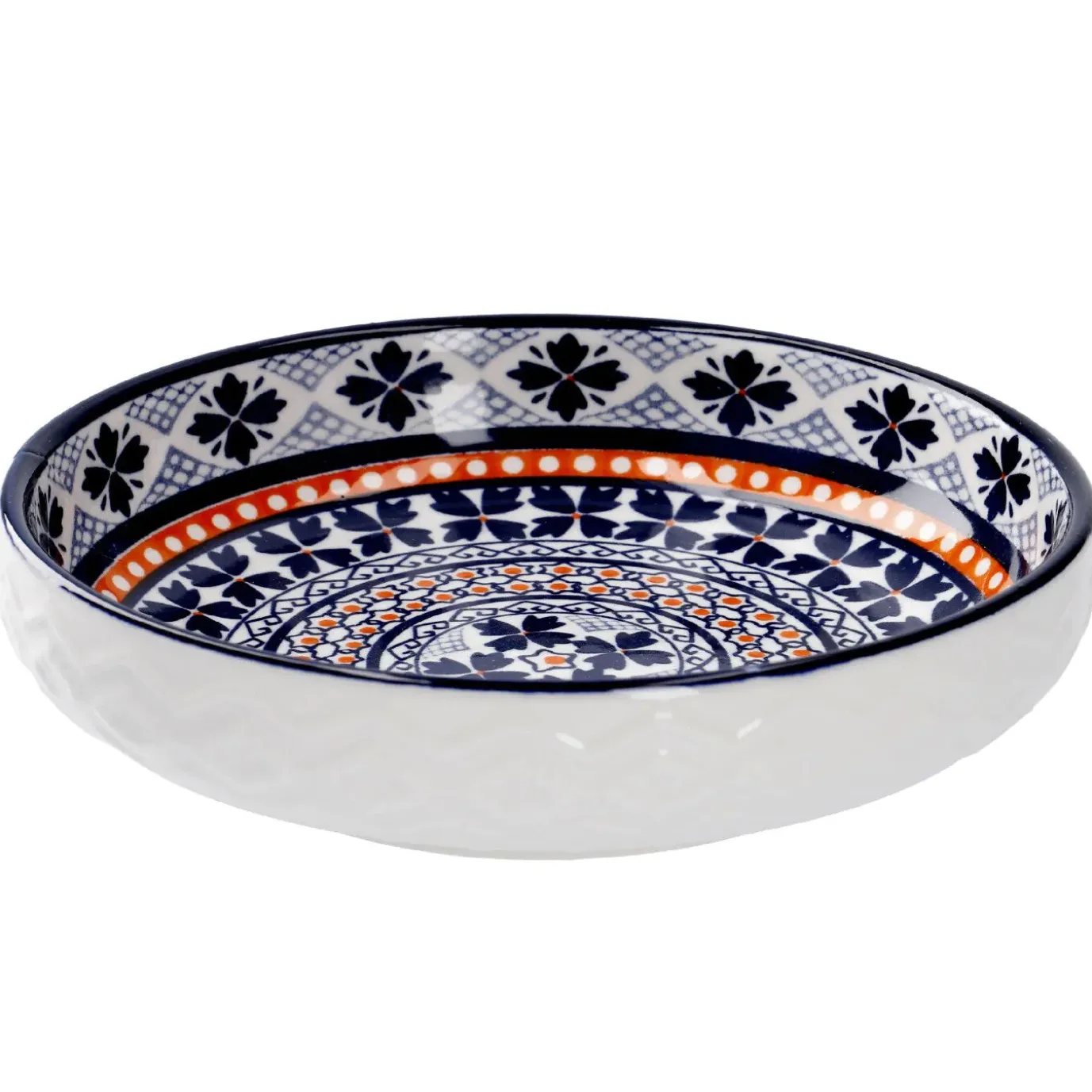 NANU-NANA Schale China, Flach, Blau/orange, 15 Cm