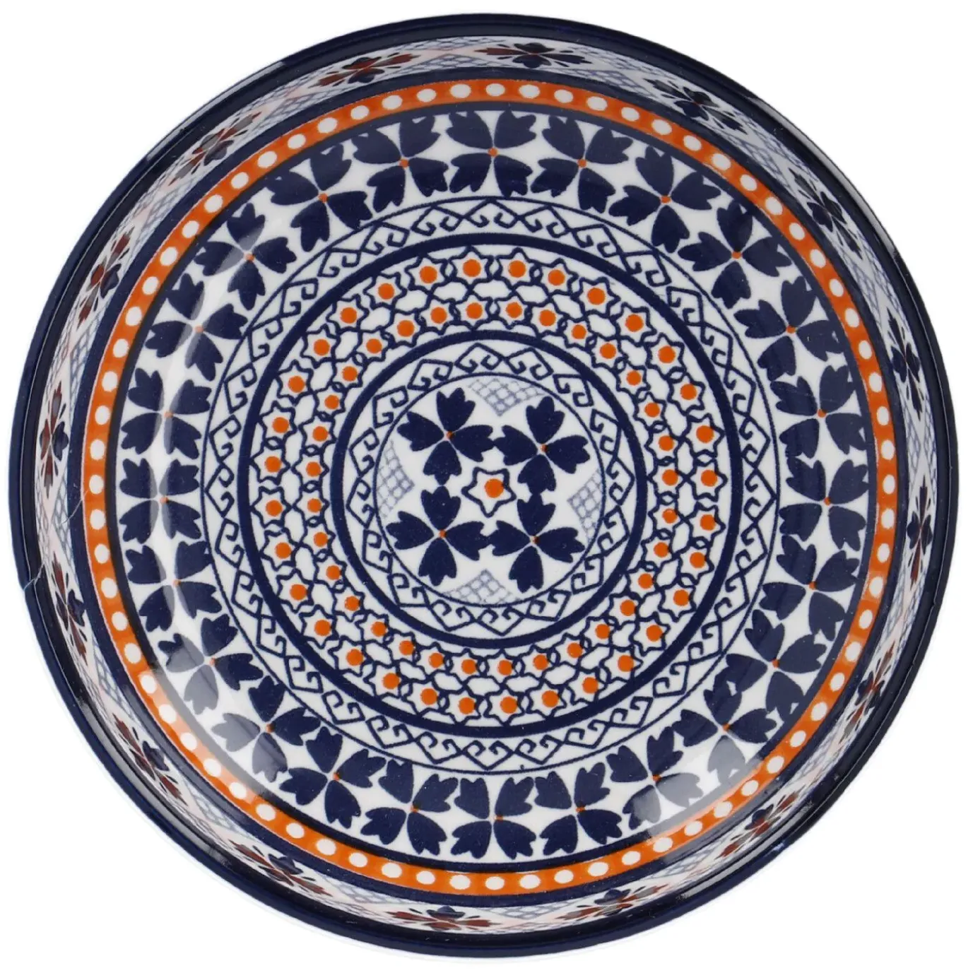 NANU-NANA Schale China, Flach, Blau/orange, 15 Cm