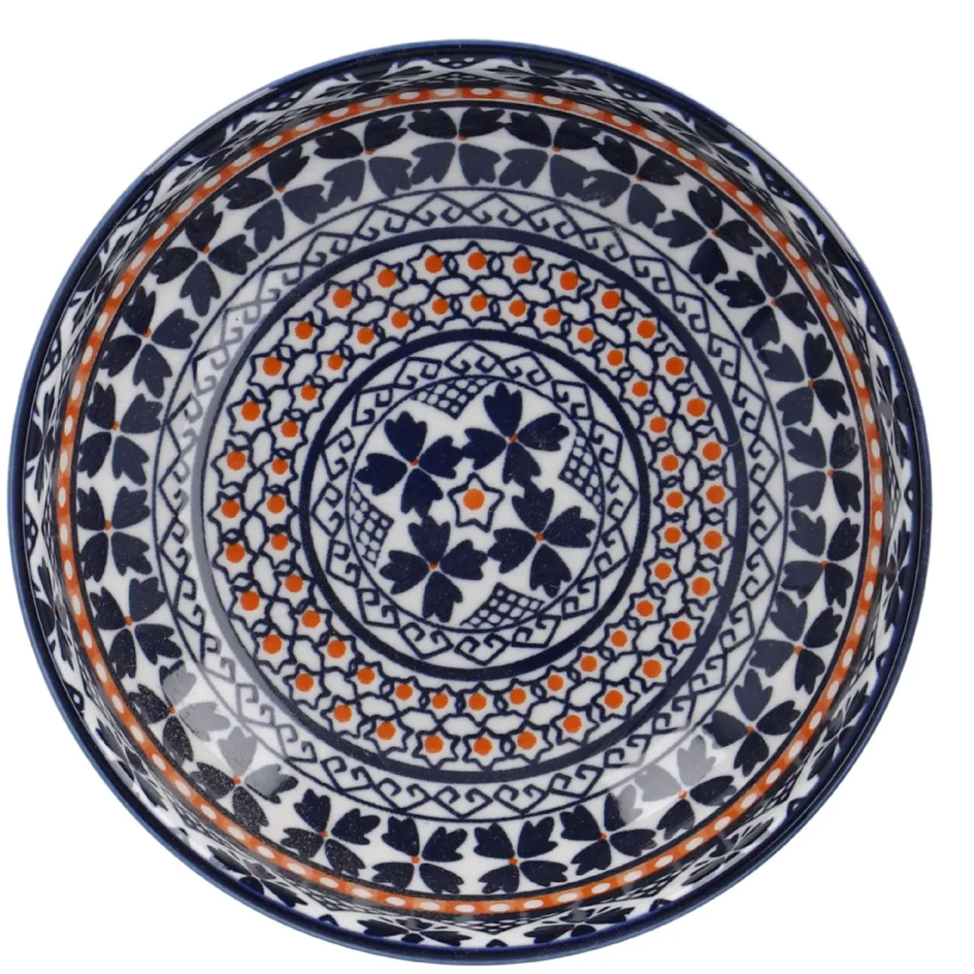 NANU-NANA Schale China, Flach, Blau/orange, 12 Cm