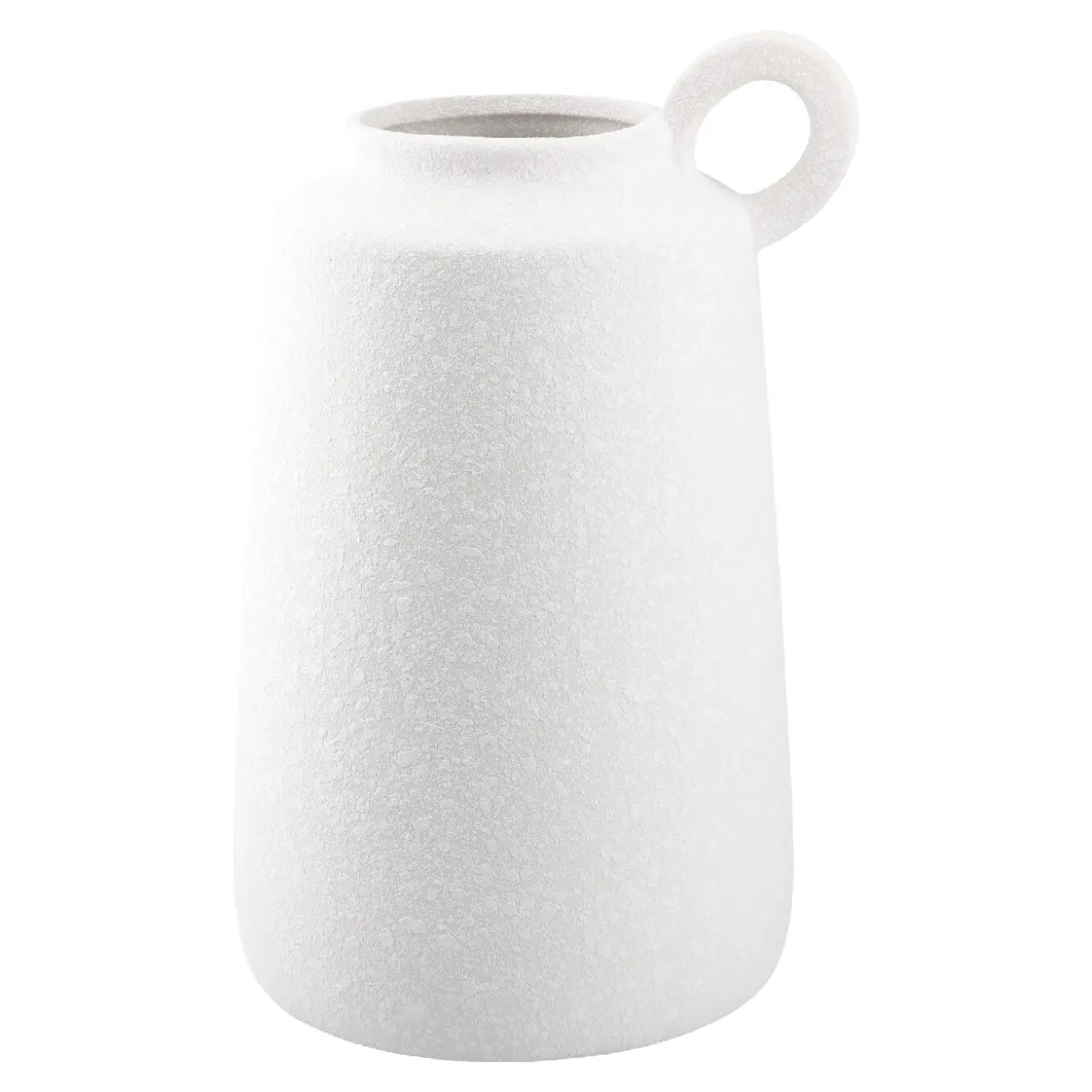 NANU-NANA Vase Struktur Mit Henkel, Weiß, 25 Cm