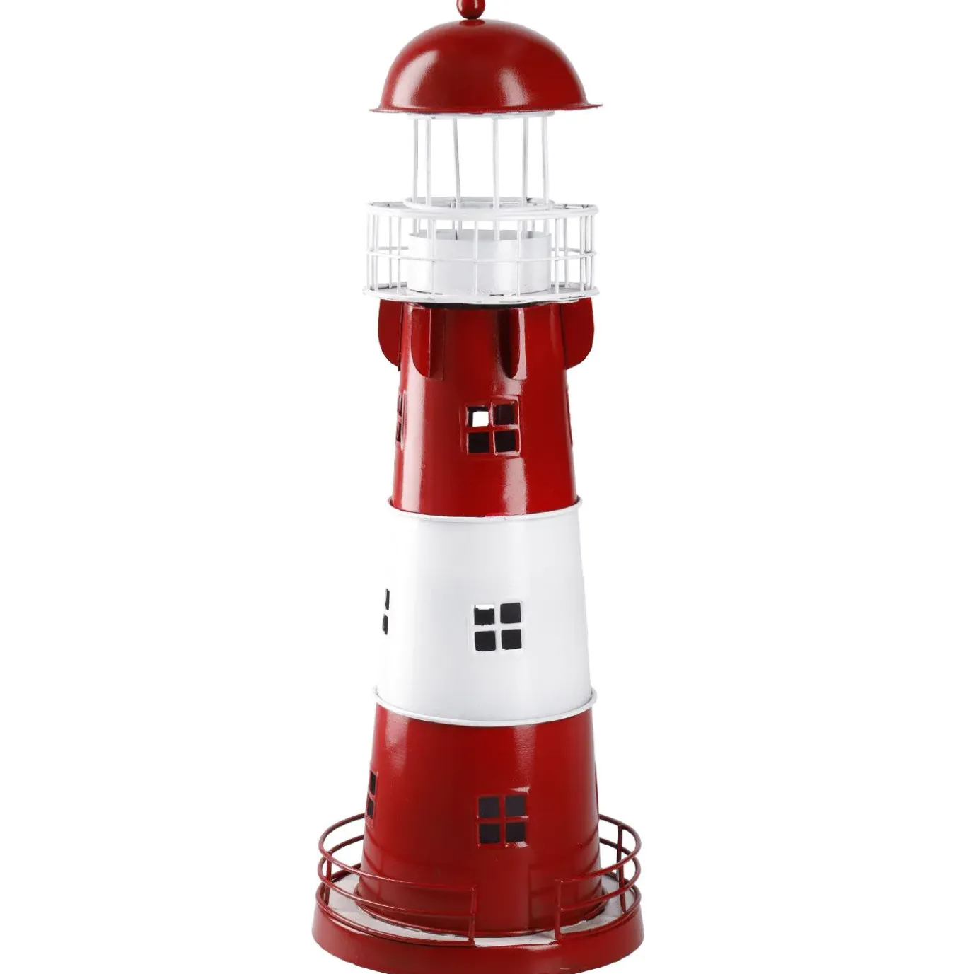 NANU-NANA Windlicht Leuchtturm, Rot/weiß, 36 Cm